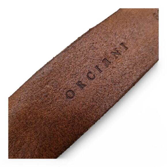 ORCIANI Leather Belt Made in Italy #6911 Brown Gold Embellished Edge EU 90 US 34 - Picture 10 of 11